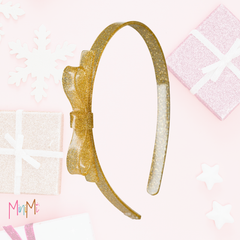 Glitter gold bow headband - girl