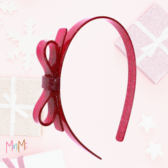Glitter red bow headband - girl