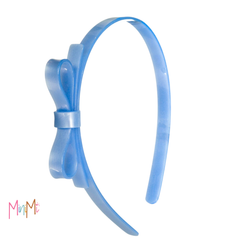 Satin blue bow headband - girl