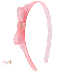 Glitter pink bow headband - girl