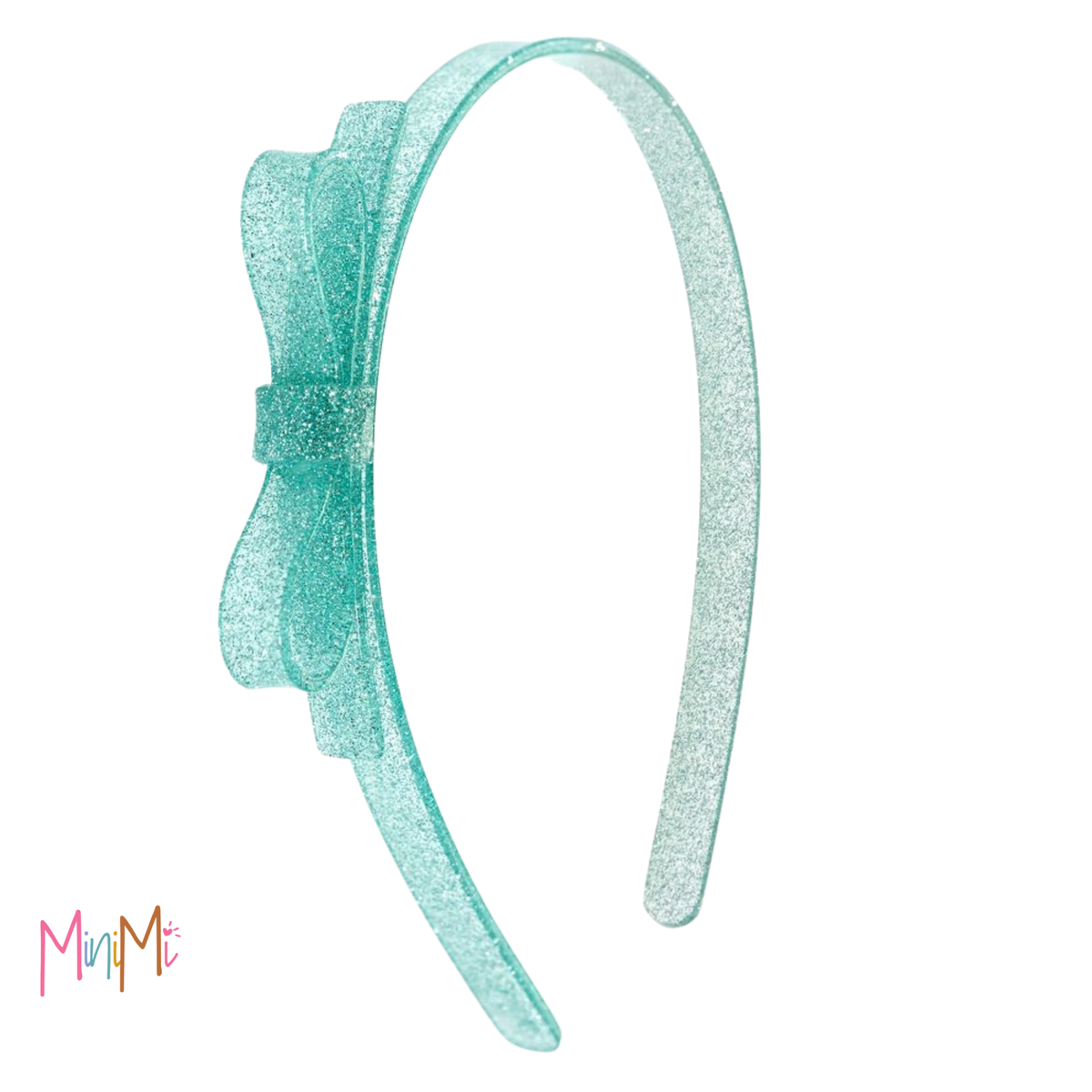Glitter blue bow headband - girl