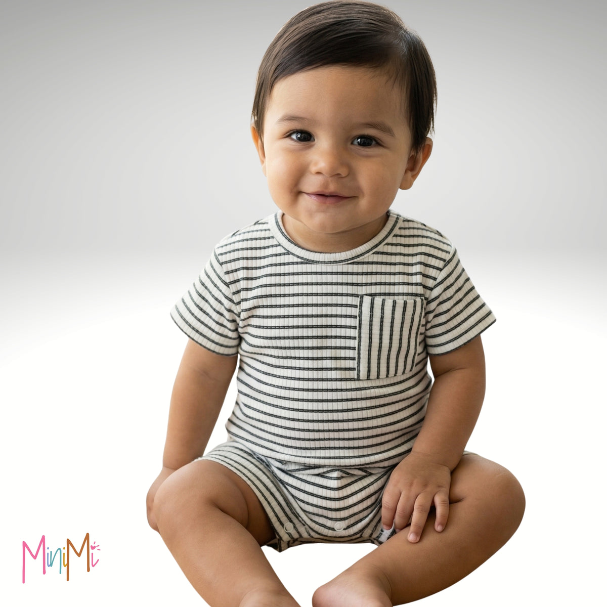 BLACK STRIPE ONESIE - BOY