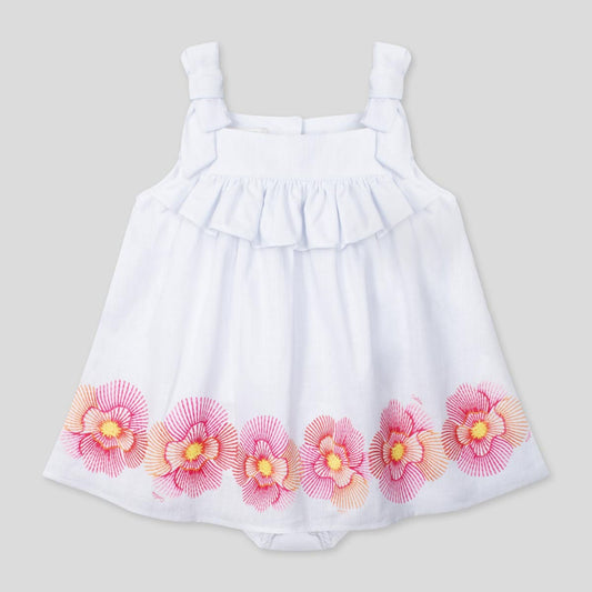 WHITE DRESS W. FLOWERS - BABY GIRL