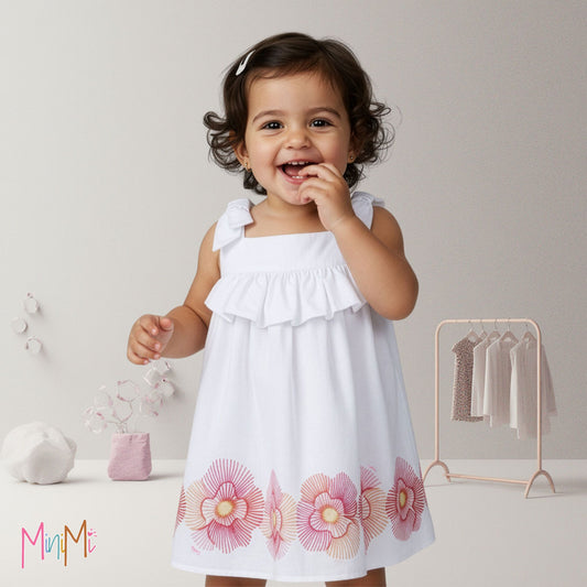 WHITE DRESS W. FLOWERS - BABY GIRL