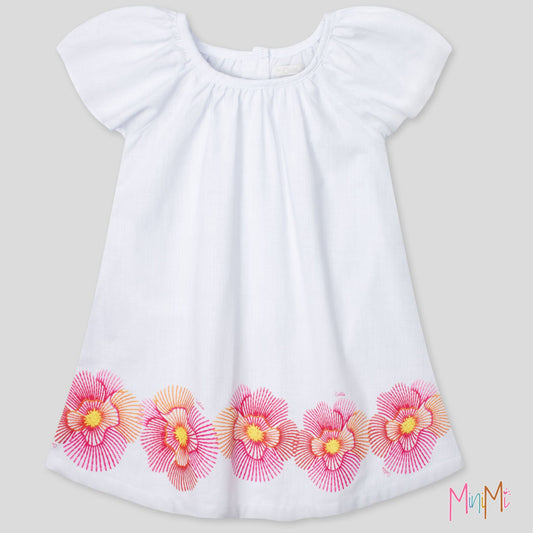 WHITE DRESS W. FLOWERS - GIRL