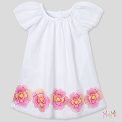 WHITE DRESS W. FLOWERS - GIRL