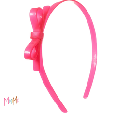 Neon pink bow headband - girl