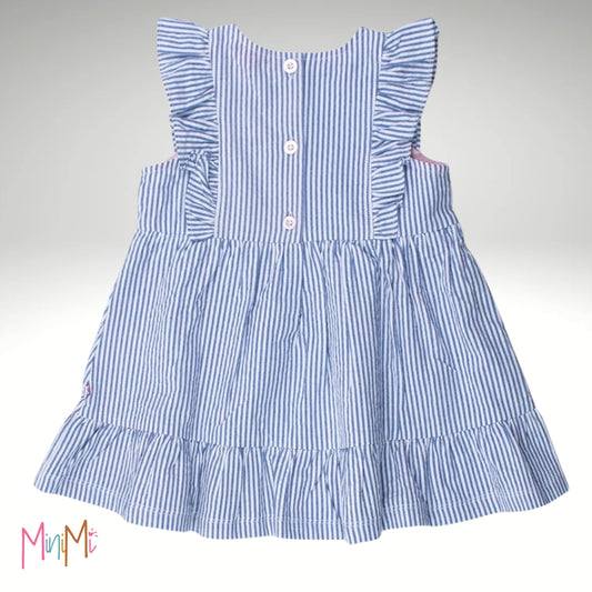 Blue stripe dress - girl