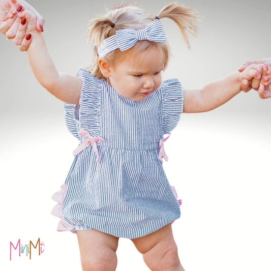 ROMPER BLUE STRIPE- BABY GIRL