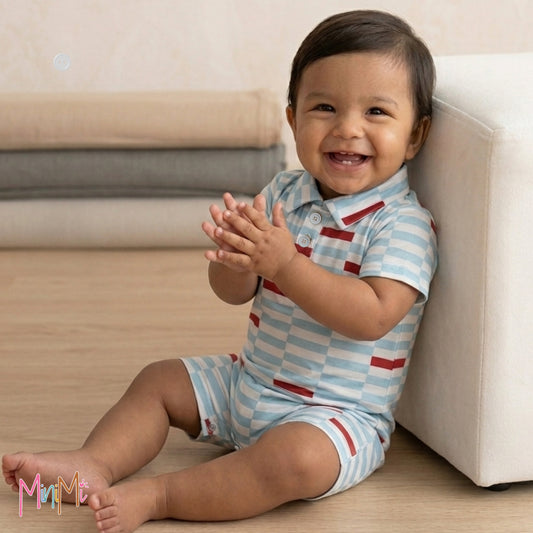 POLO BABY BLUE ONESIE - BABY BOY